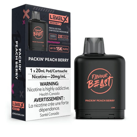 Flavour Beast Boost 
LevelX Packing peach Berry