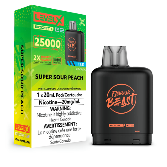 Flavour Beast Boost 
LevelX Super Sour peach